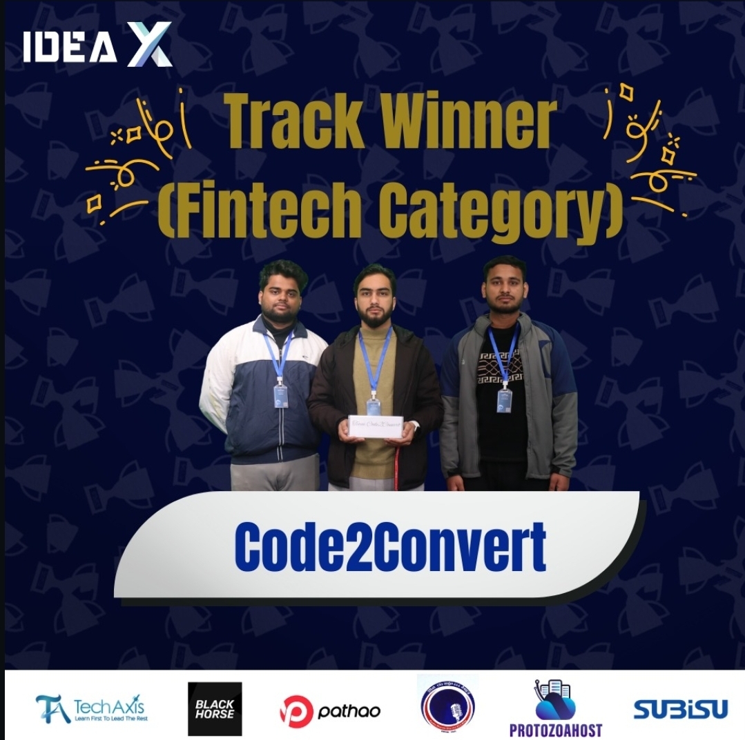 Fintech Track Winner – MBMC IdeaX Hackathon